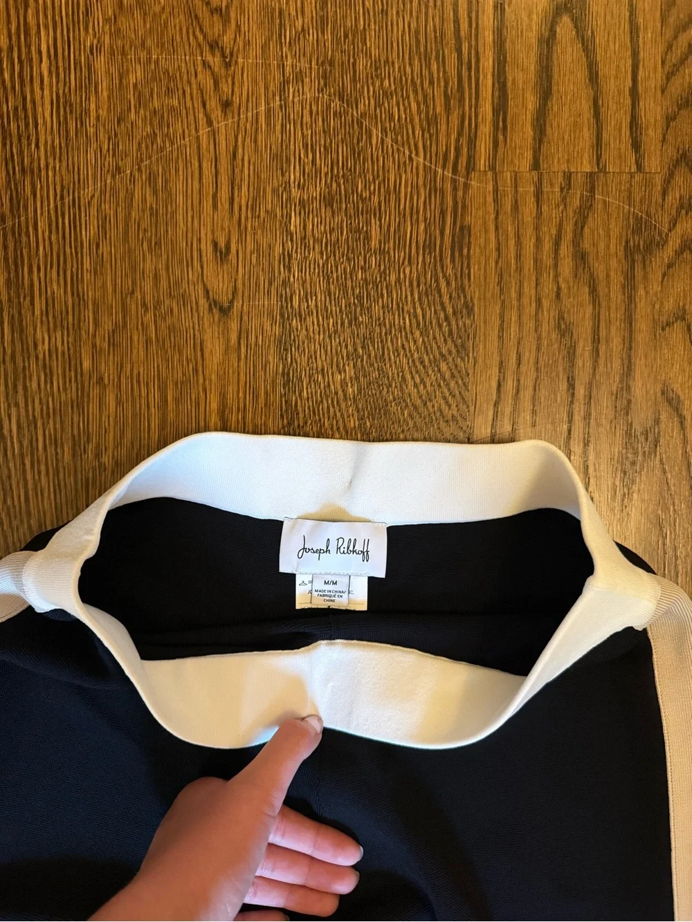 Joseph Ribkoff Black Top with White Contrast Collar